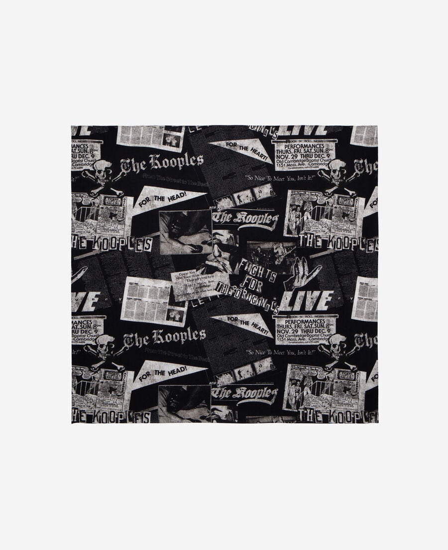 The Kooples FEMME BLACK WHITE foulard imprimé en laine et soie