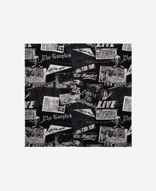The Kooples FEMME BLACK WHITE foulard imprimé en laine et soie