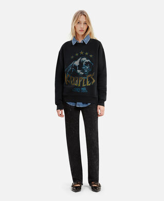 The Kooples WOMEN BLACK WASHED sweatshirt with black screen printing