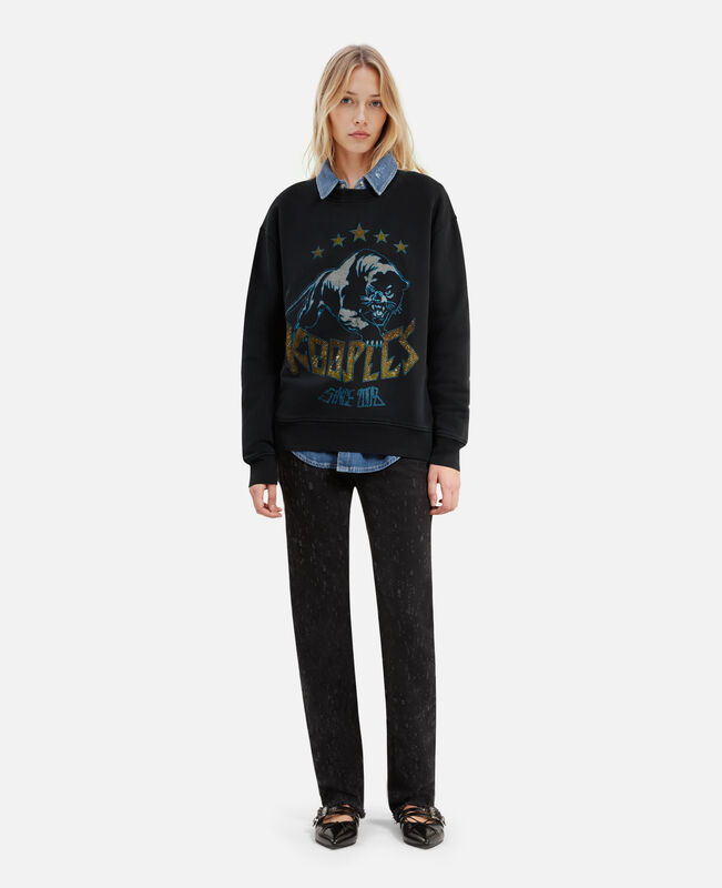 The Kooples FEMME BLACK WASHED sweatshirt avec sérigraphie noir