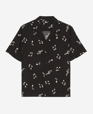 The Kooples MEN BLACK WHITE music print short sleeve shirt