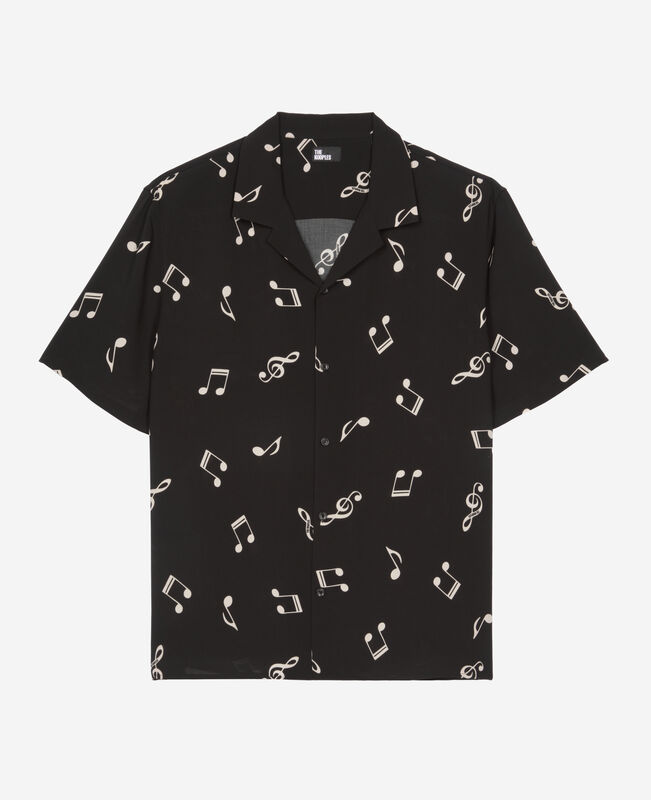 The Kooples HOMME BLACK WHITE chemise manches courtes imprimé musique