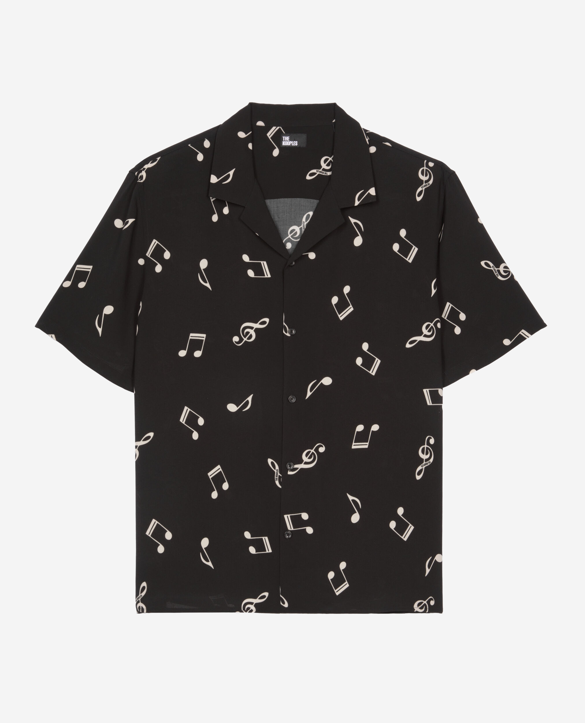 Chemise manches courtes imprimé musique, BLACK WHITE, hi-res image number null