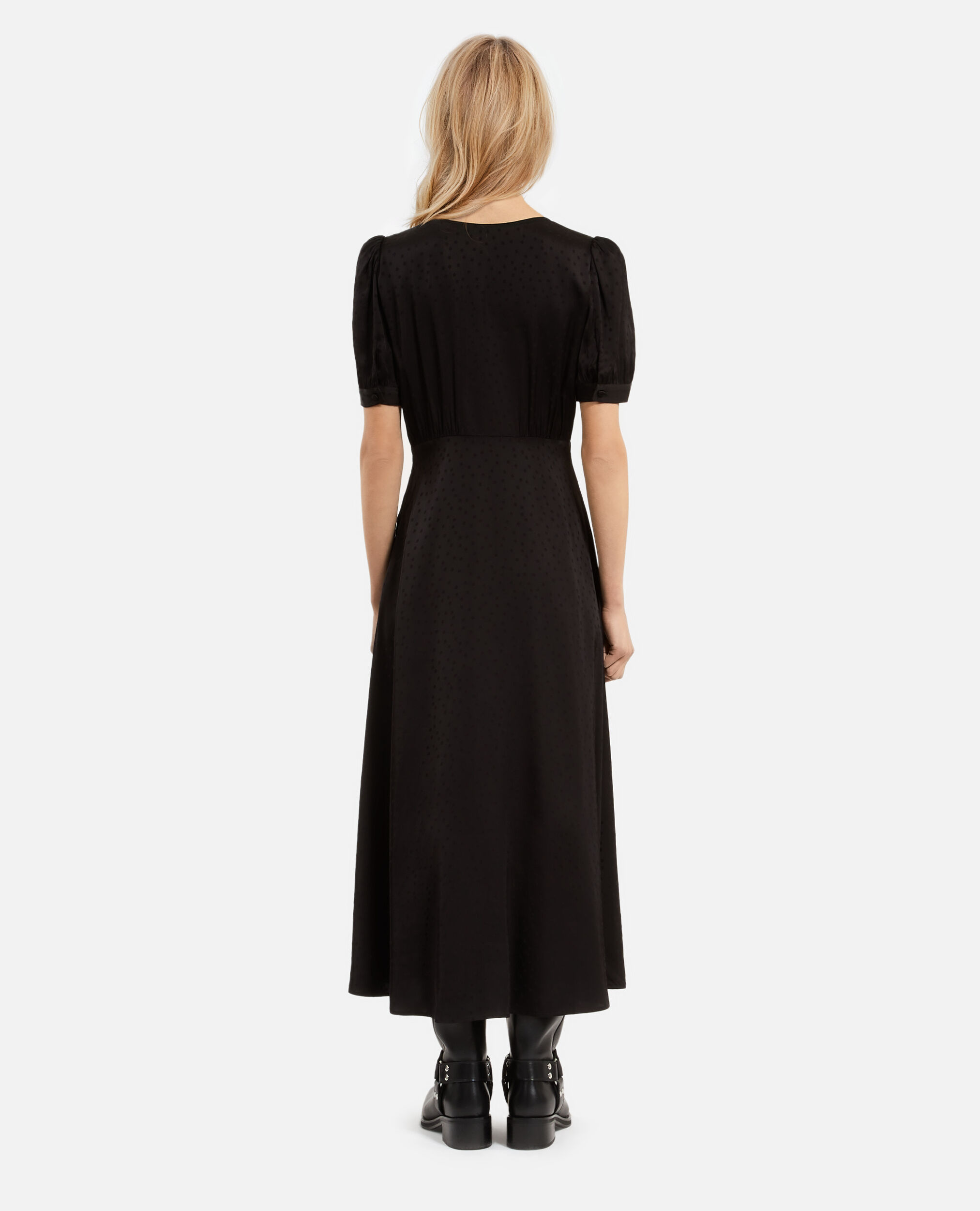 Robe longue à pois en jacquard noire, BLACK, hi-res image number null