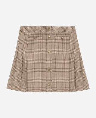The Kooples FEMME BEIGE-BROWN jupe courte prince de galles beige