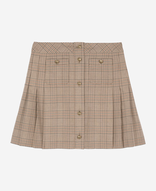 The Kooples FEMME BEIGE-BROWN jupe courte prince de galles beige