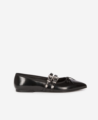 The Kooples FEMME BLACK ballerines plates en cuir noir