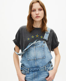 The Kooples FEMME BLUE BLEACHED / NAVY robe courte salopette denim
