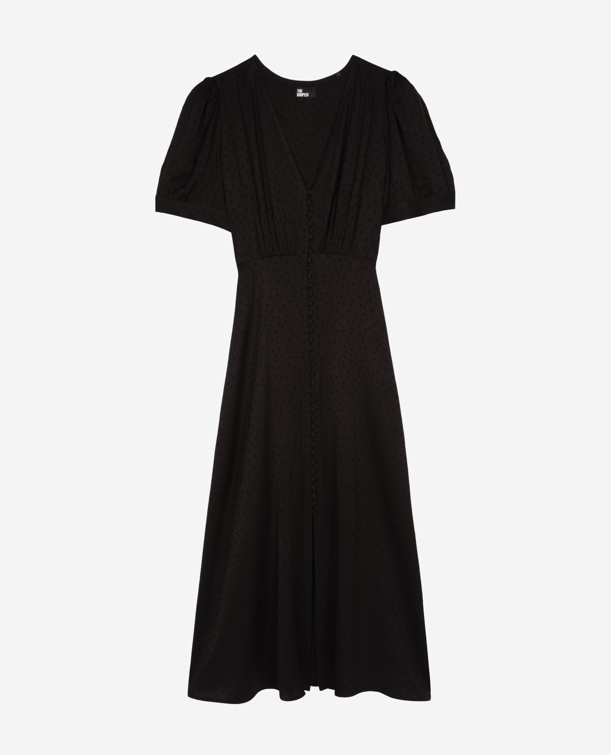 Robe longue à pois en jacquard noire, BLACK, hi-res image number null