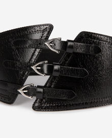 The Kooples FEMME BLACK ceinture corset en cuir noir avec boucles