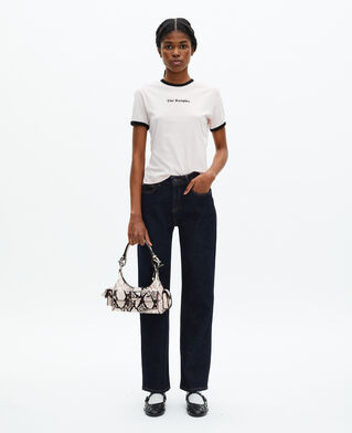 The Kooples DAMEN BLACK WHITE kleine amelia-tasche aus leder mit python-effekt