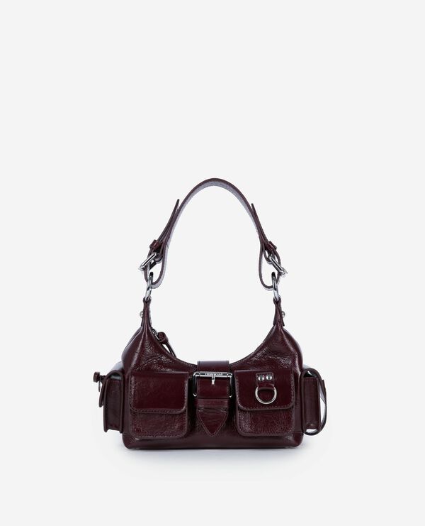 The Kooples FEMME BORDEAUX sac amelia small en cuir craquelé bordeaux