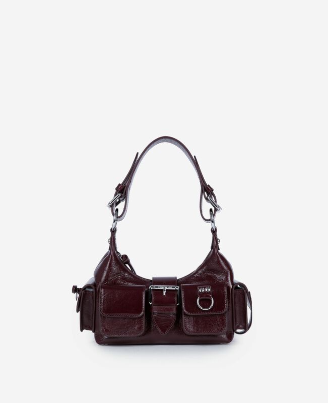 The Kooples FEMME BORDEAUX sac amelia small en cuir craquelé bordeaux