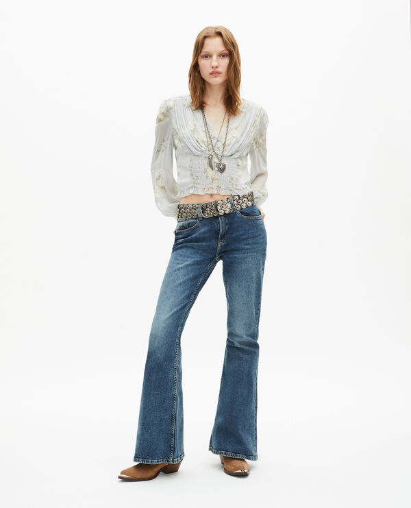 The Kooples FEMME VINTAGE BLUE jean flare bleu