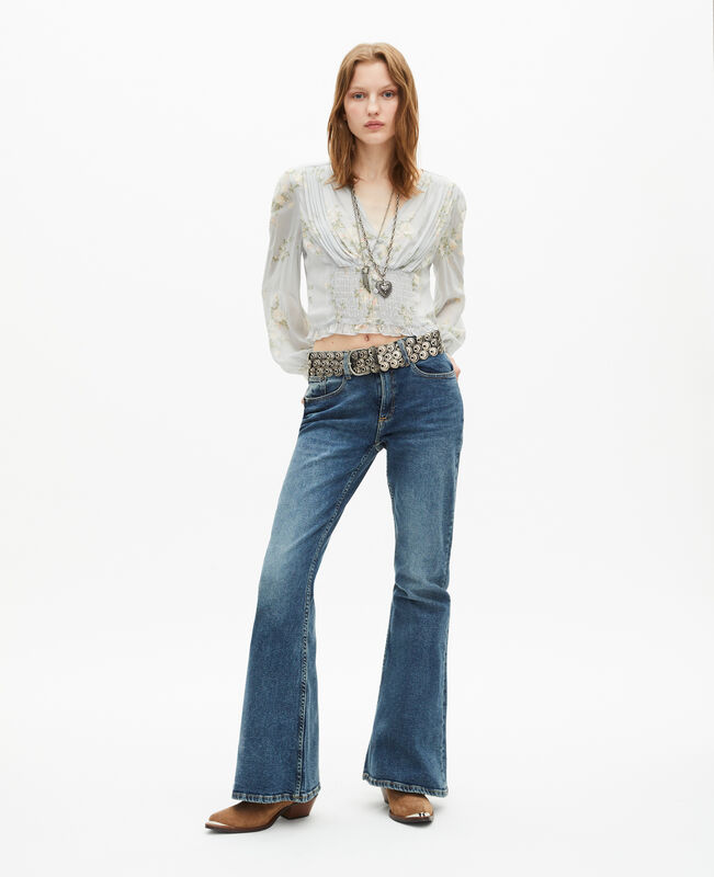 The Kooples FEMME VINTAGE BLUE jean flare bleu