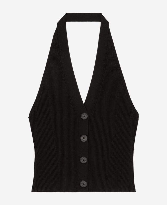 The Kooples FEMME BLACK top en maille noir
