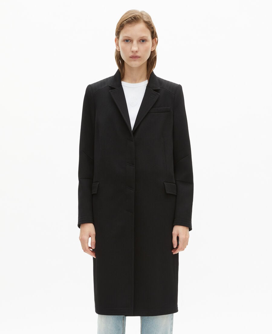 The Kooples WOMEN BLACK long black wool coat