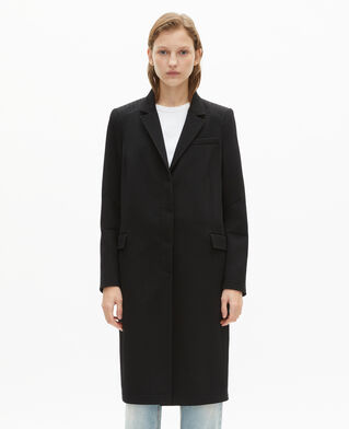 The Kooples WOMEN BLACK long black wool coat