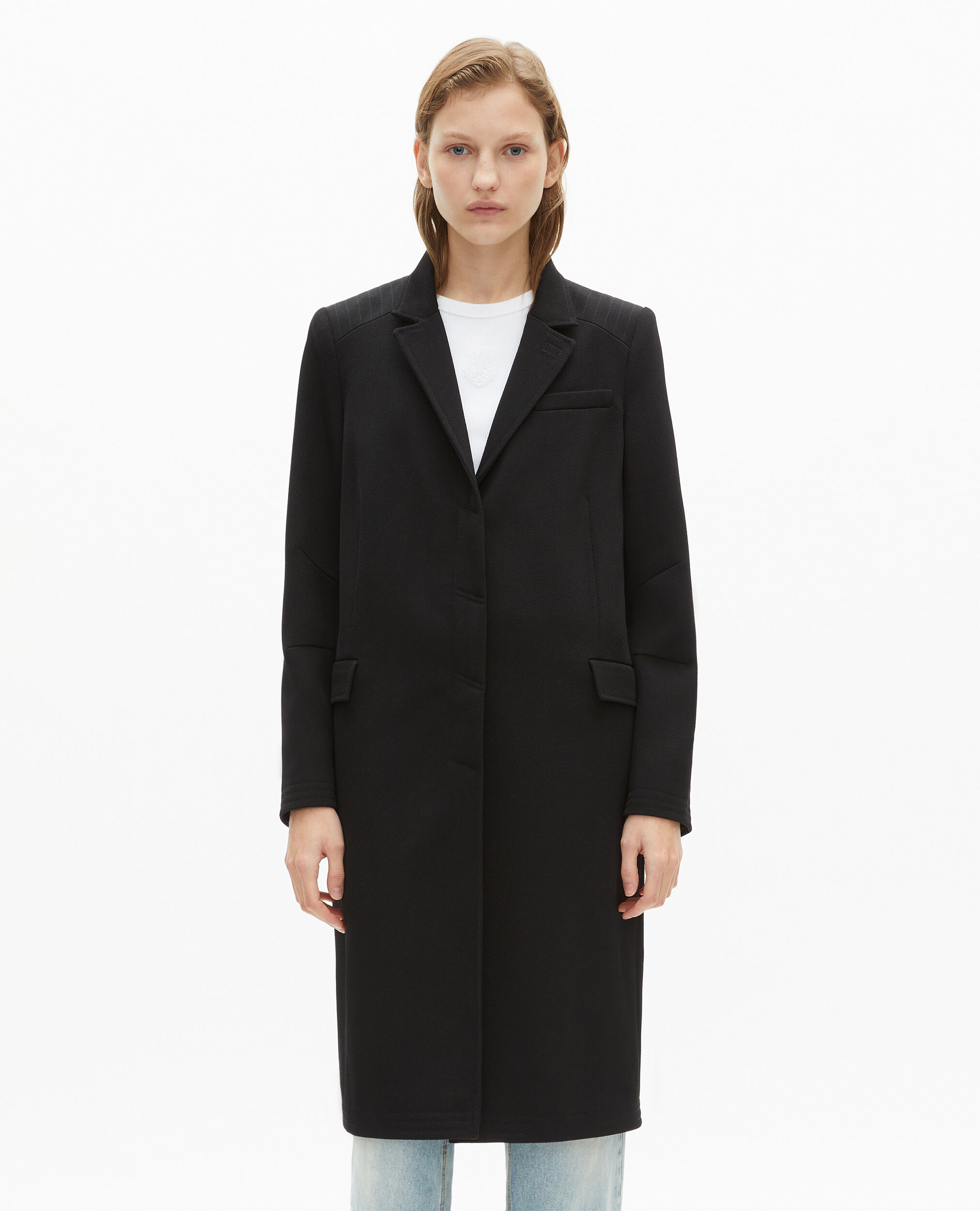 Manteau long en laine noir, BLACK, hi-res image number null