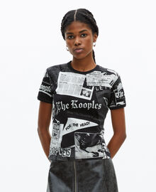 The Kooples FEMME BLACK WASHED t-shirt avec sérigraphie noir et blanc