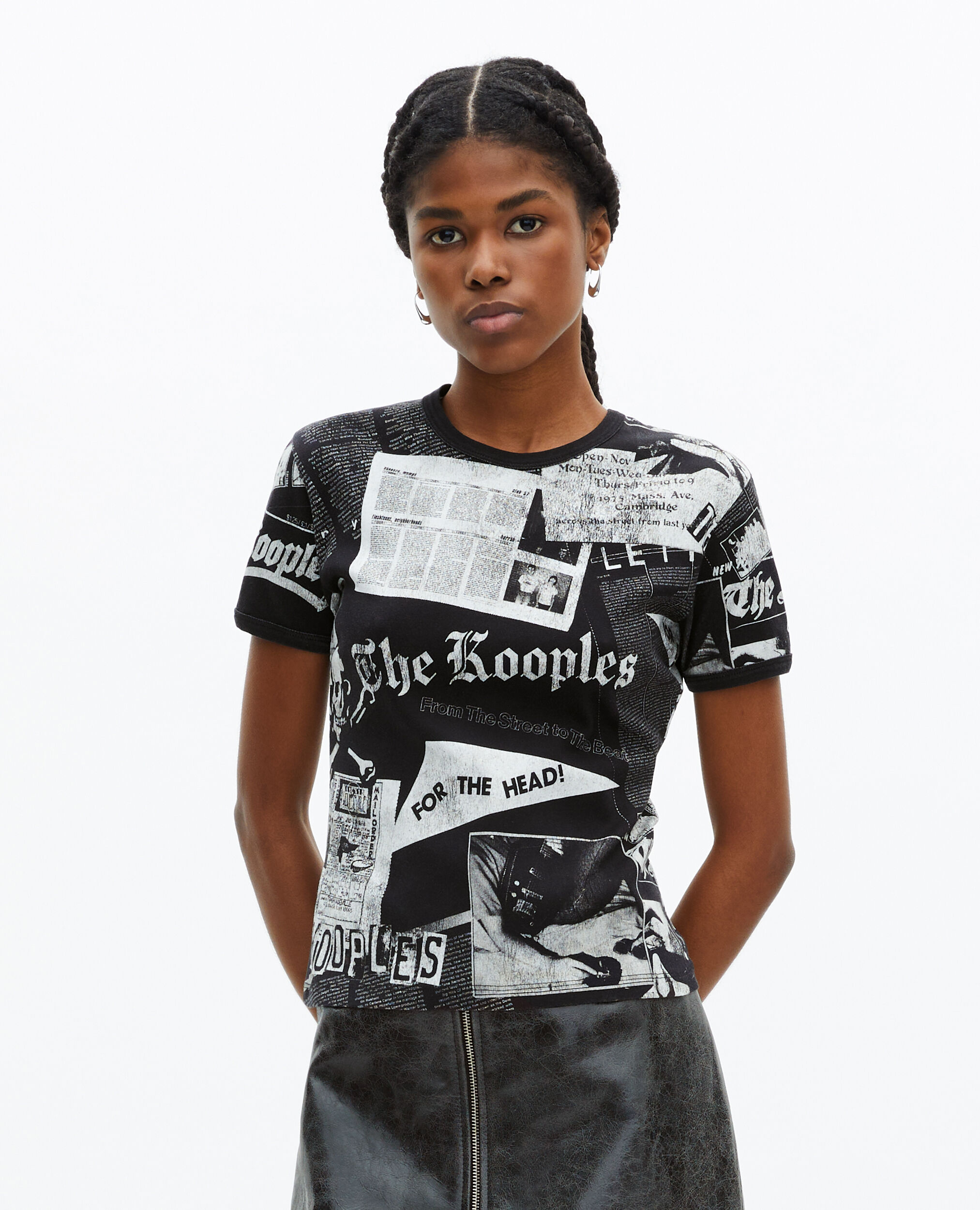T-Shirt avec sérigraphie noir et blanc, BLACK WASHED, hi-res image number null