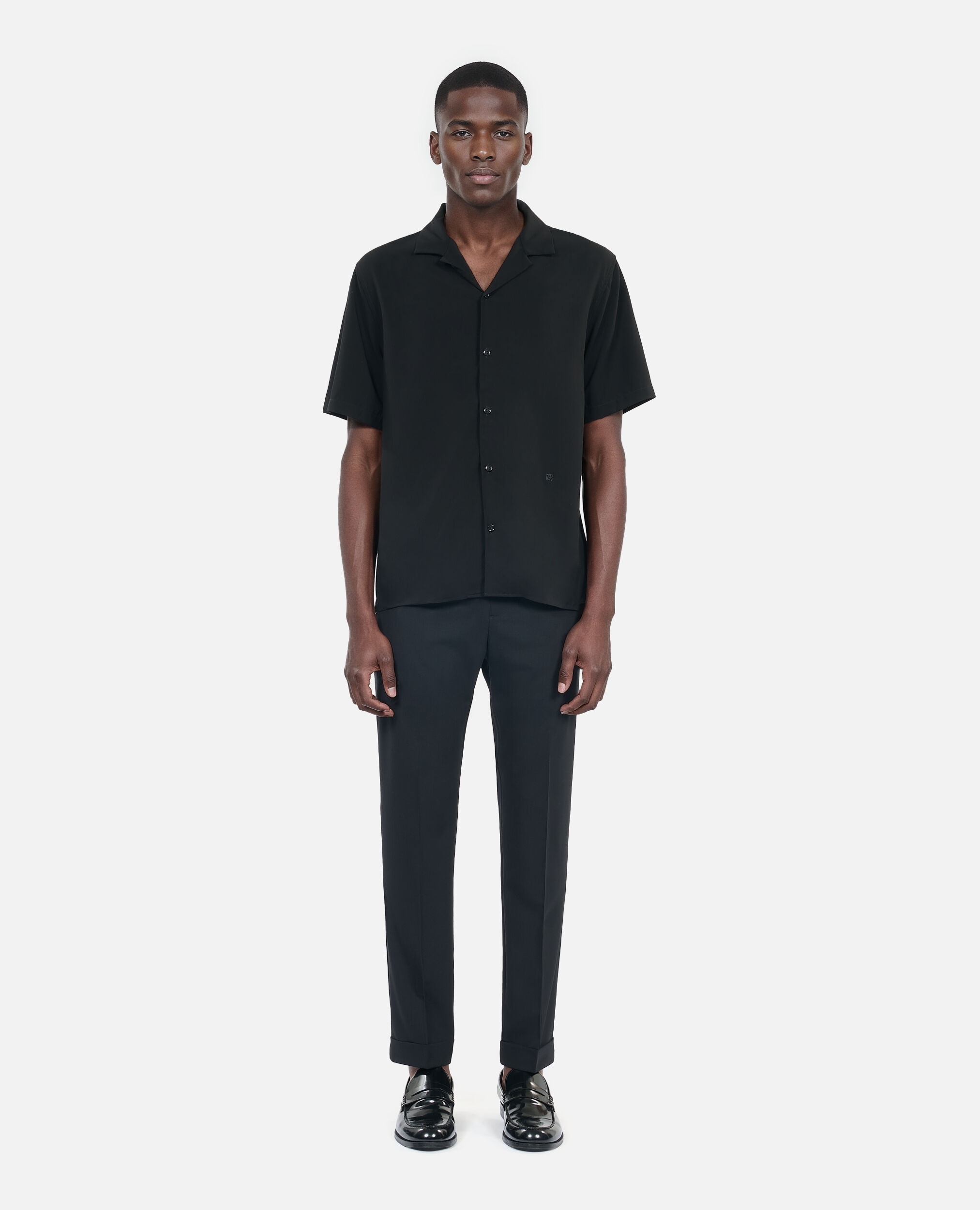 Chemise manches courtes noire, BLACK, hi-res image number null