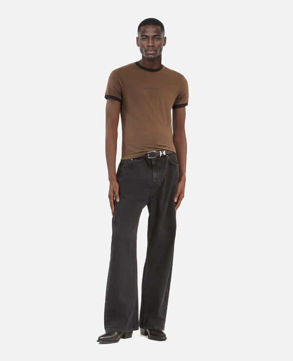 The Kooples HOMME DARK BROWN t-shirt avec logo marron