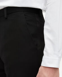 The Kooples HOMME BLACK pantalon de smoking avec détails en satin droit noir