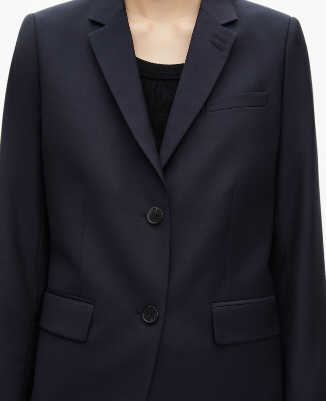 The Kooples FEMME NAVY veste tailleur en laine coupe cintrée bleu marine