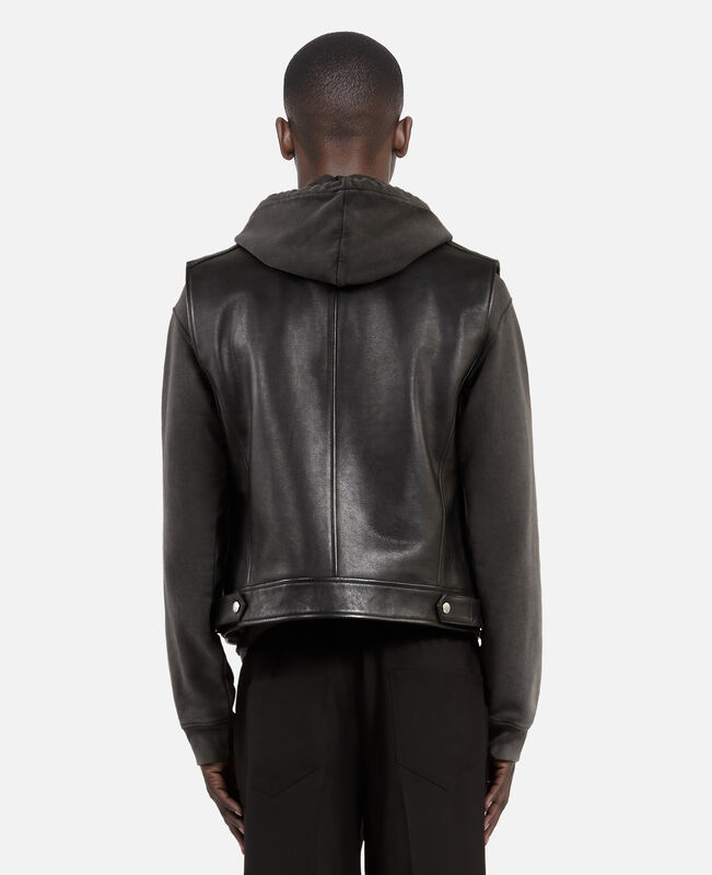 The Kooples HOMME BLACK blouson sans manches en cuir noir