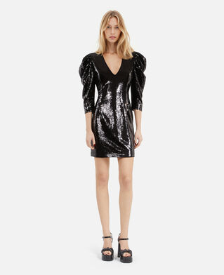The Kooples WOMEN BLACK STONE short black sequin dress