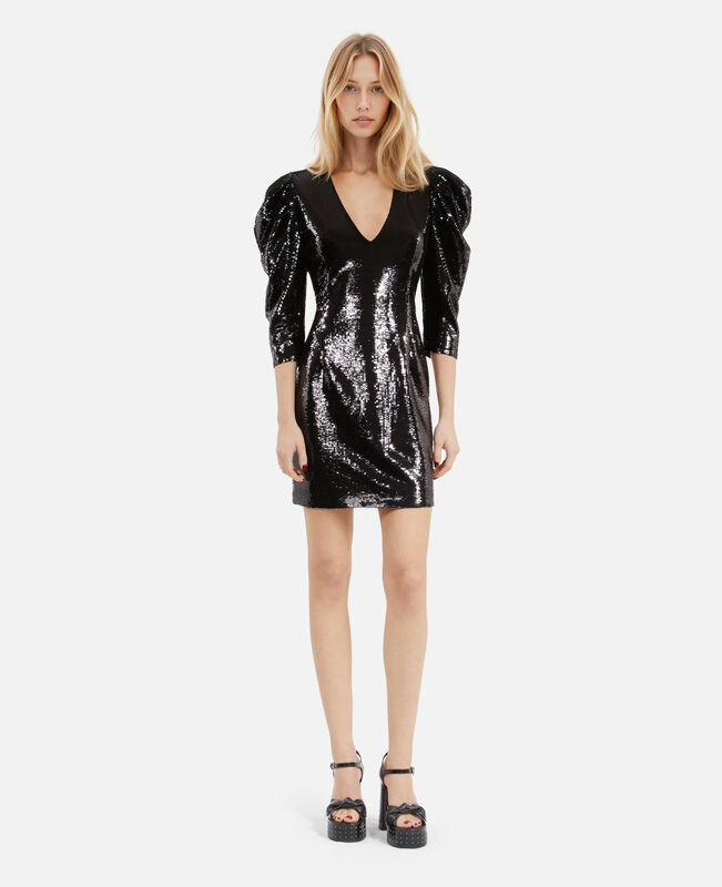 The Kooples FEMME BLACK STONE robe courte à sequins noire