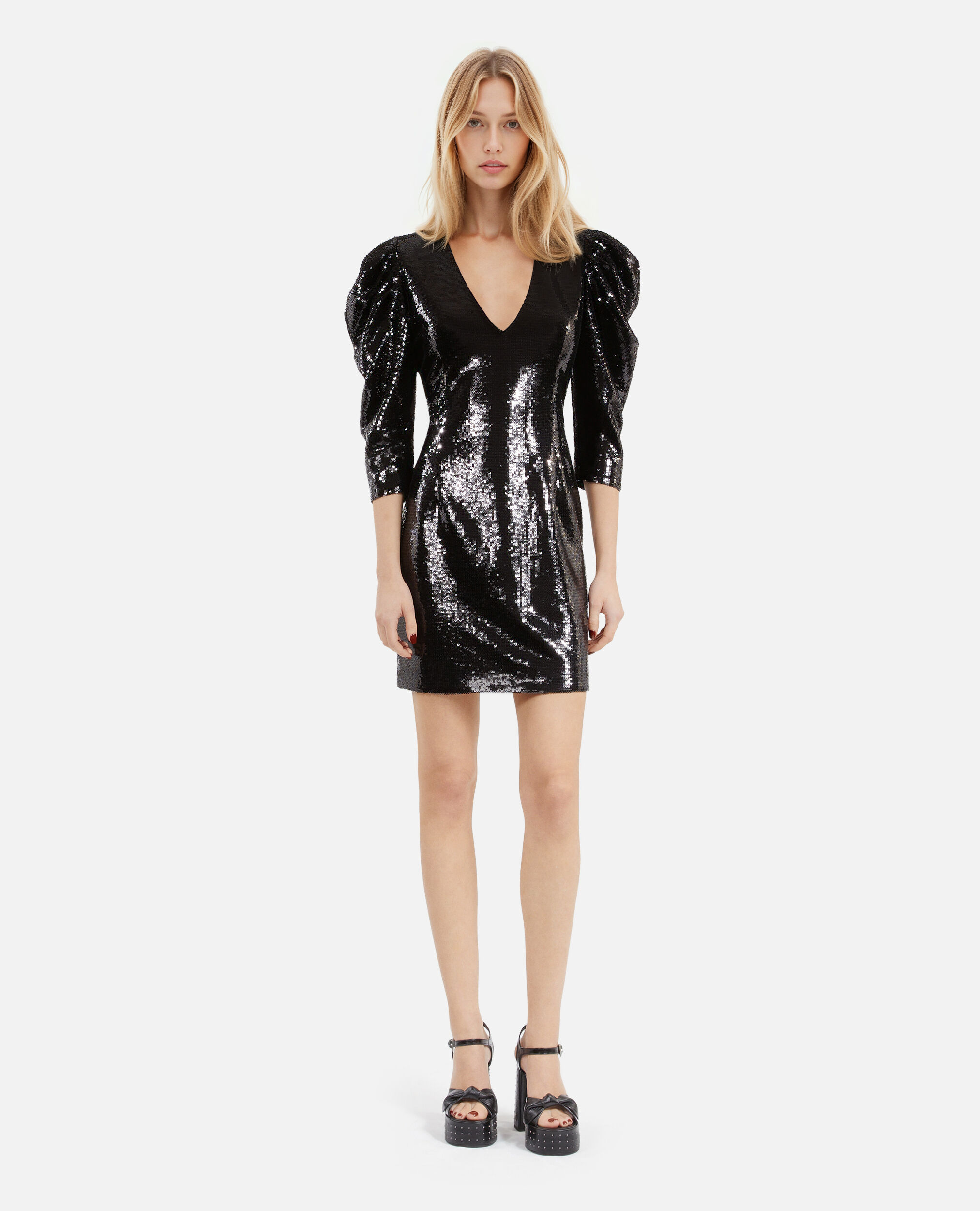 Robe courte à sequins noire, BLACK STONE, hi-res image number null