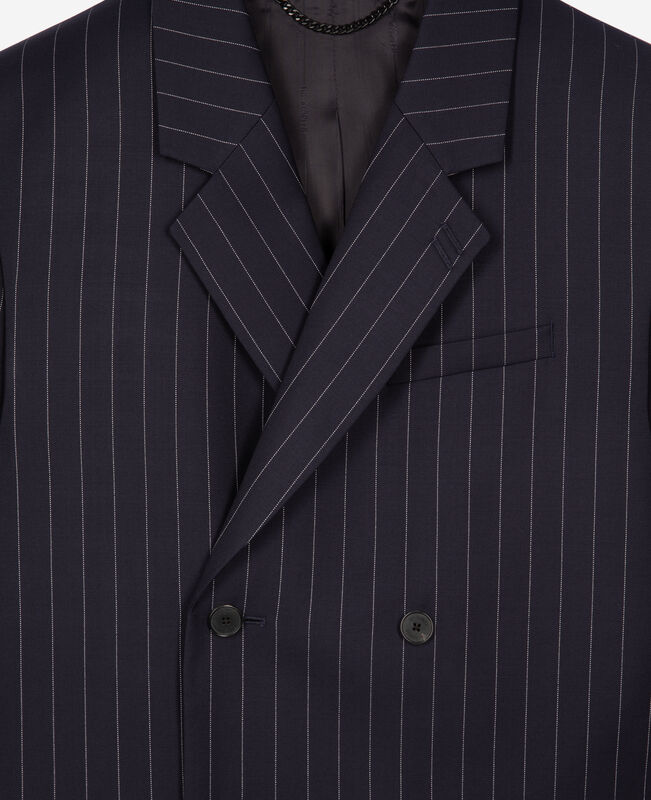 The Kooples HOMME DARK NAVY veste de costume en laine à rayures bleue foncée