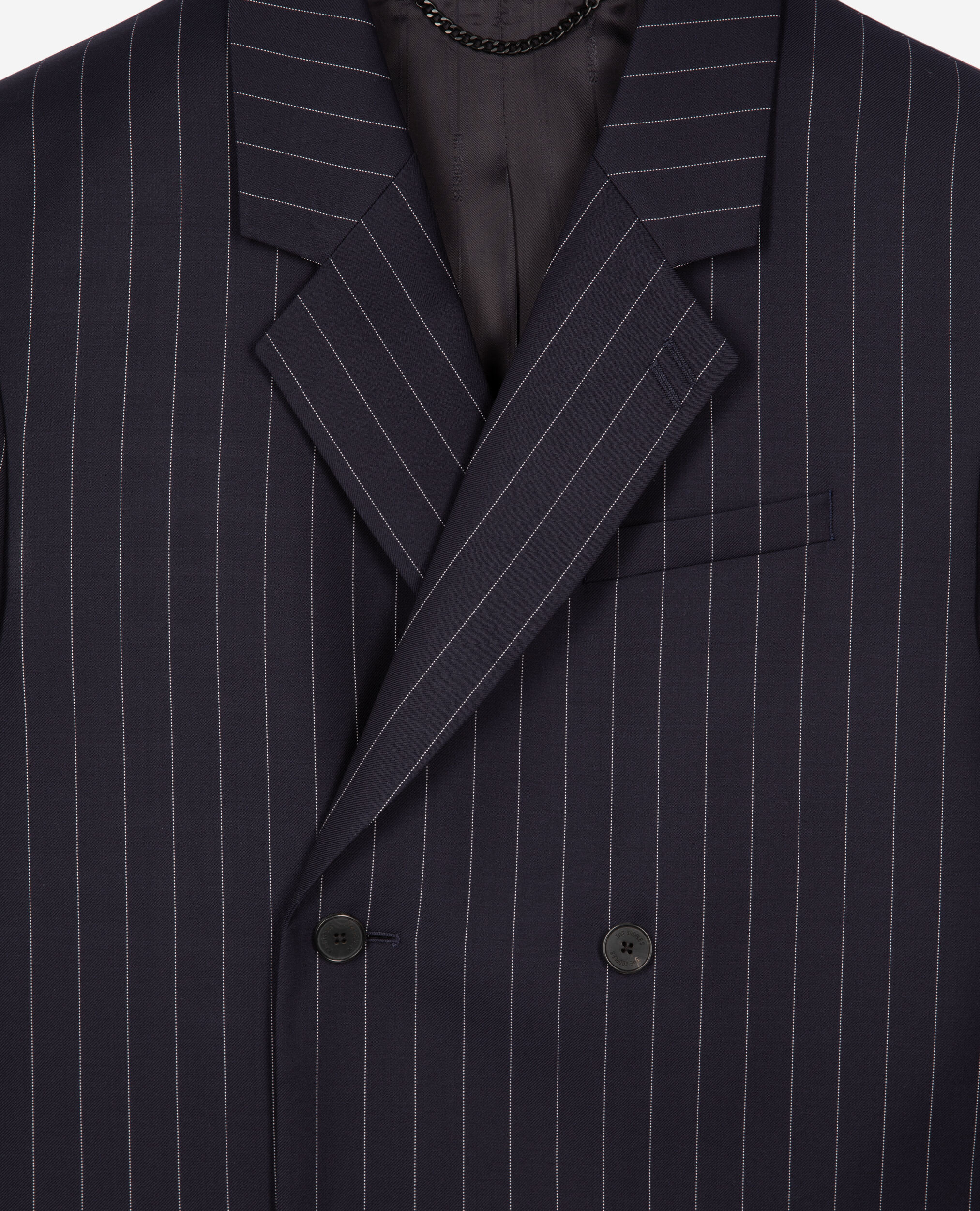 Veste de costume en laine à rayures bleue foncée, DARK NAVY, hi-res image number null