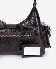 The Kooples FEMME BROWN sac amelia clouté en cuir craquelé marron