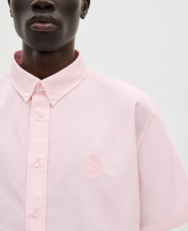 The Kooples HOMME PALE PINK chemise manches courtes avec blason rose