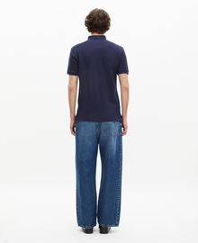 The Kooples HOMME NAVY/ PIPING NAVY polo en coton piqué bleu marine