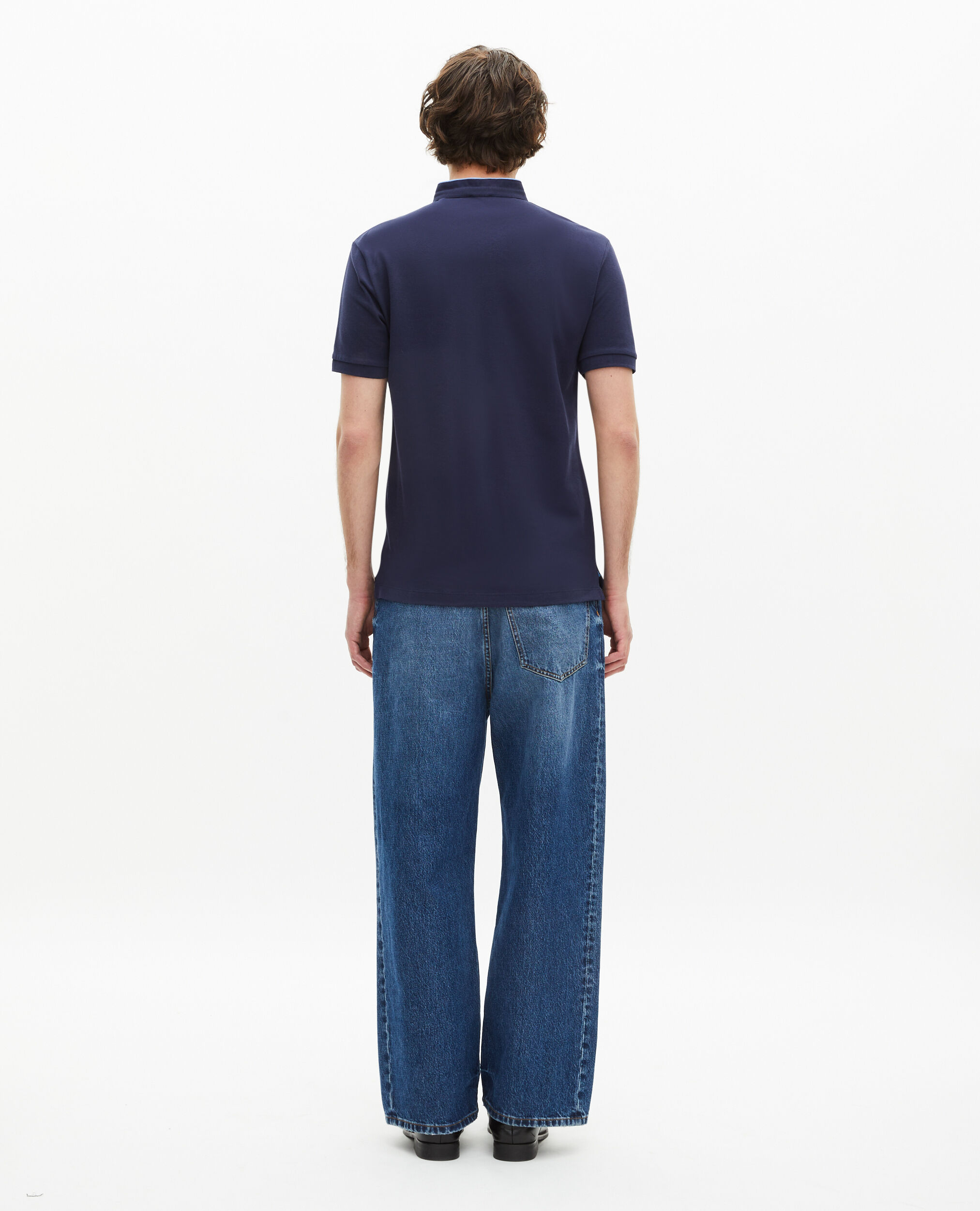 Polo en coton piqué bleu marine, NAVY/ PIPING NAVY, hi-res image number null