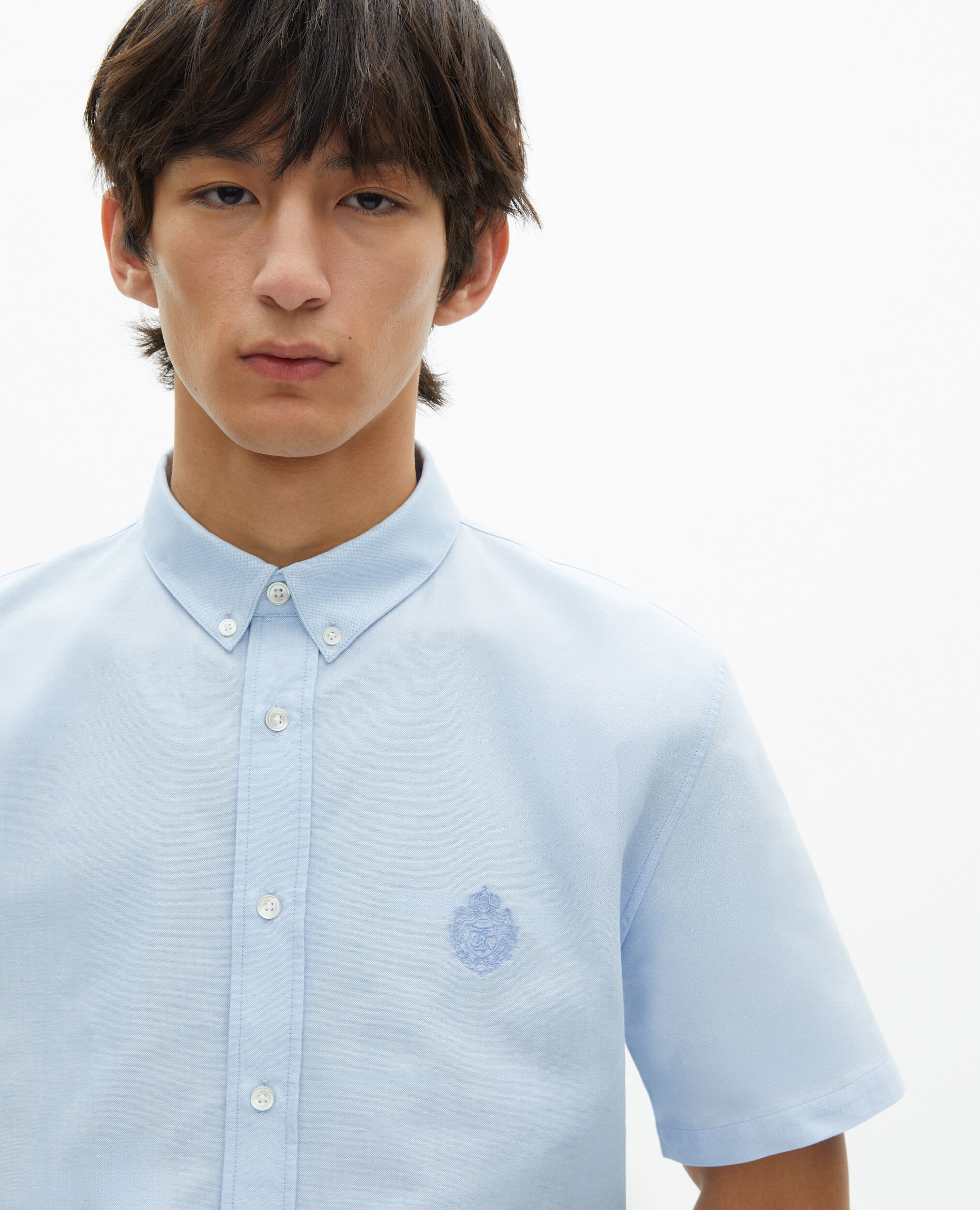 Chemise manches courtes avec blason bleue, SKY, hi-res image number null