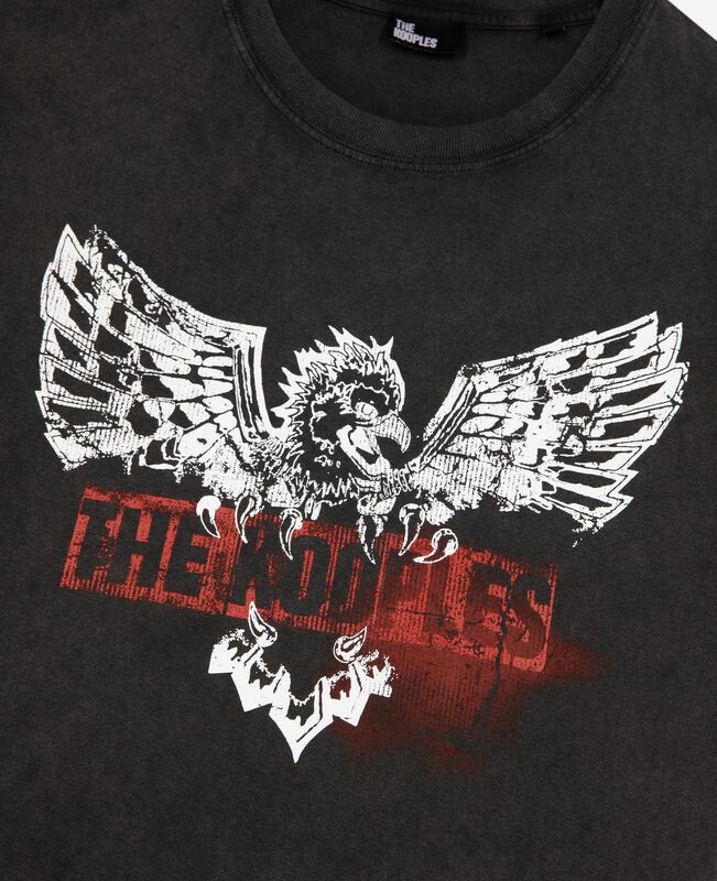 The Kooples FEMME BLACK WASHED t-shirt avec sérigraphie aigle noir délavé