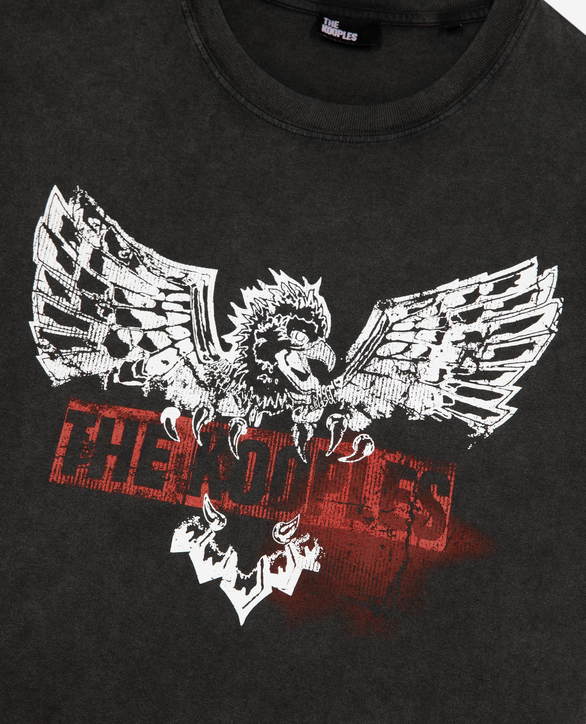 T-shirt avec sérigraphie aigle noir délavé, BLACK WASHED, hi-res image number null