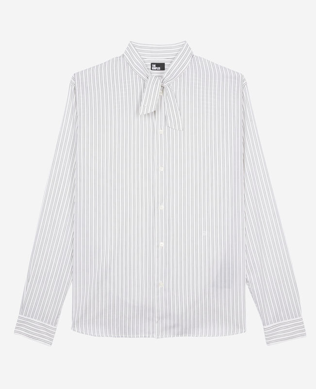 The Kooples HOMME BLACK WHITE chemise à fines rayures blanche