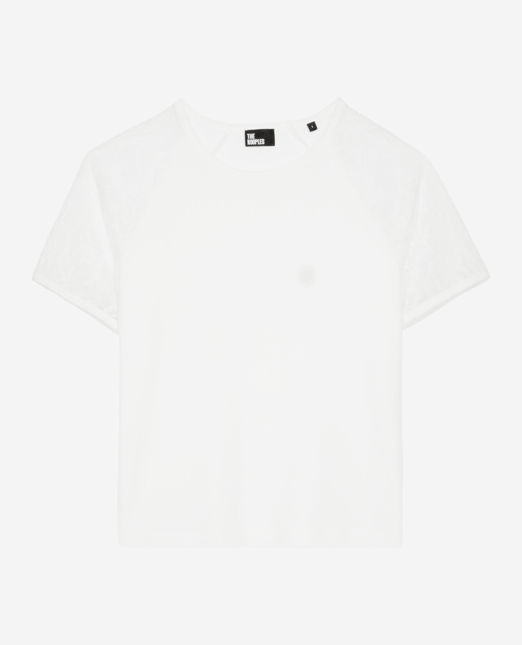 T-shirt avec manches en dentelle blanc, ECRU, hi-res image number null