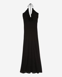 The Kooples FEMME BLACK robe longue décolleté détail fleur noire