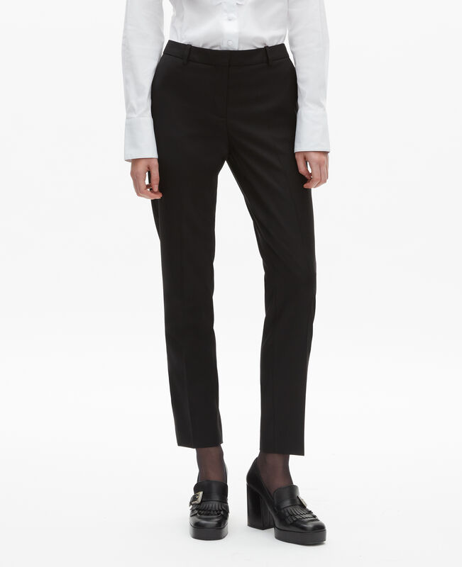 The Kooples FEMME BLACK pantalon tailleur en laine coupe ajustée noir 