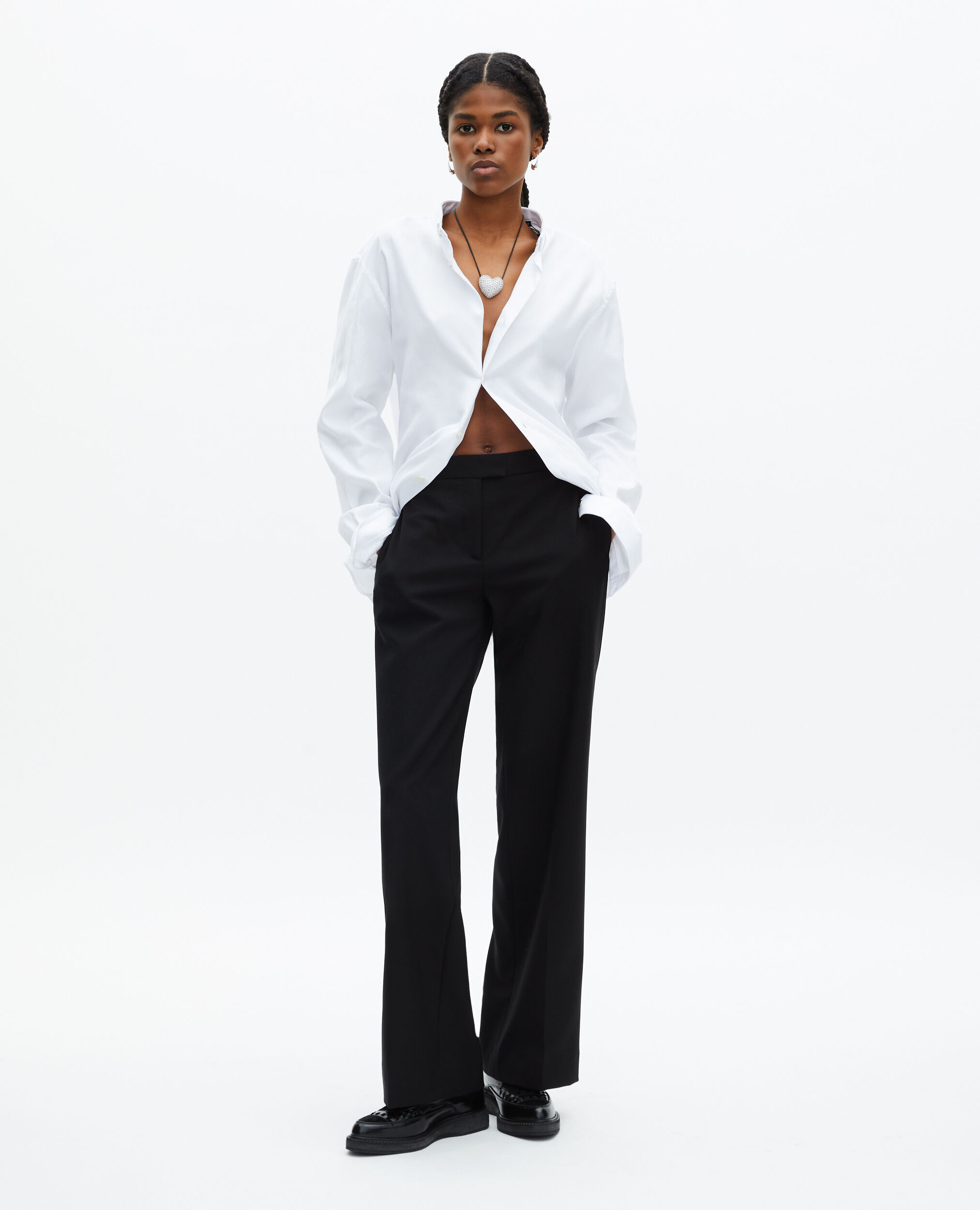 Pantalon de smoking large noir, BLACK, hi-res image number null