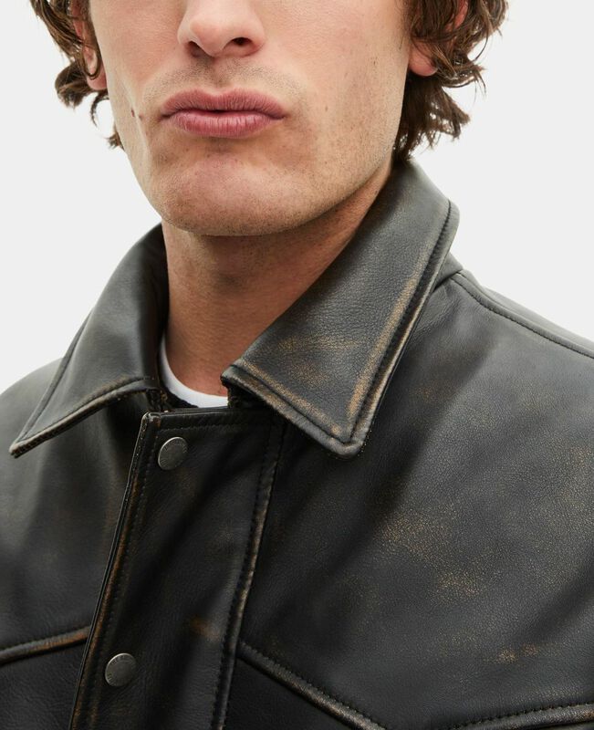 The Kooples HOMME DARK BROWN blouson en cuir marron