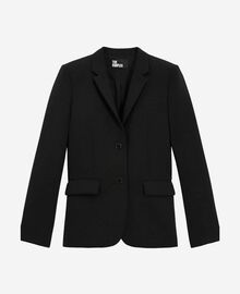The Kooples FEMME BLACK veste tailleur en crêpe noire coupe structurée