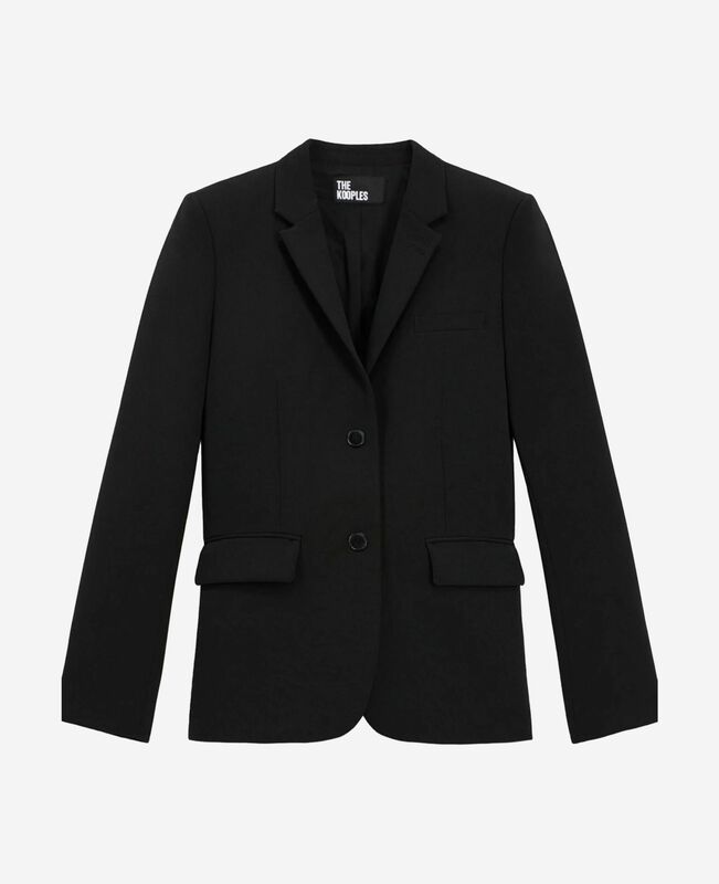 The Kooples FEMME BLACK veste tailleur en crêpe noire coupe structurée